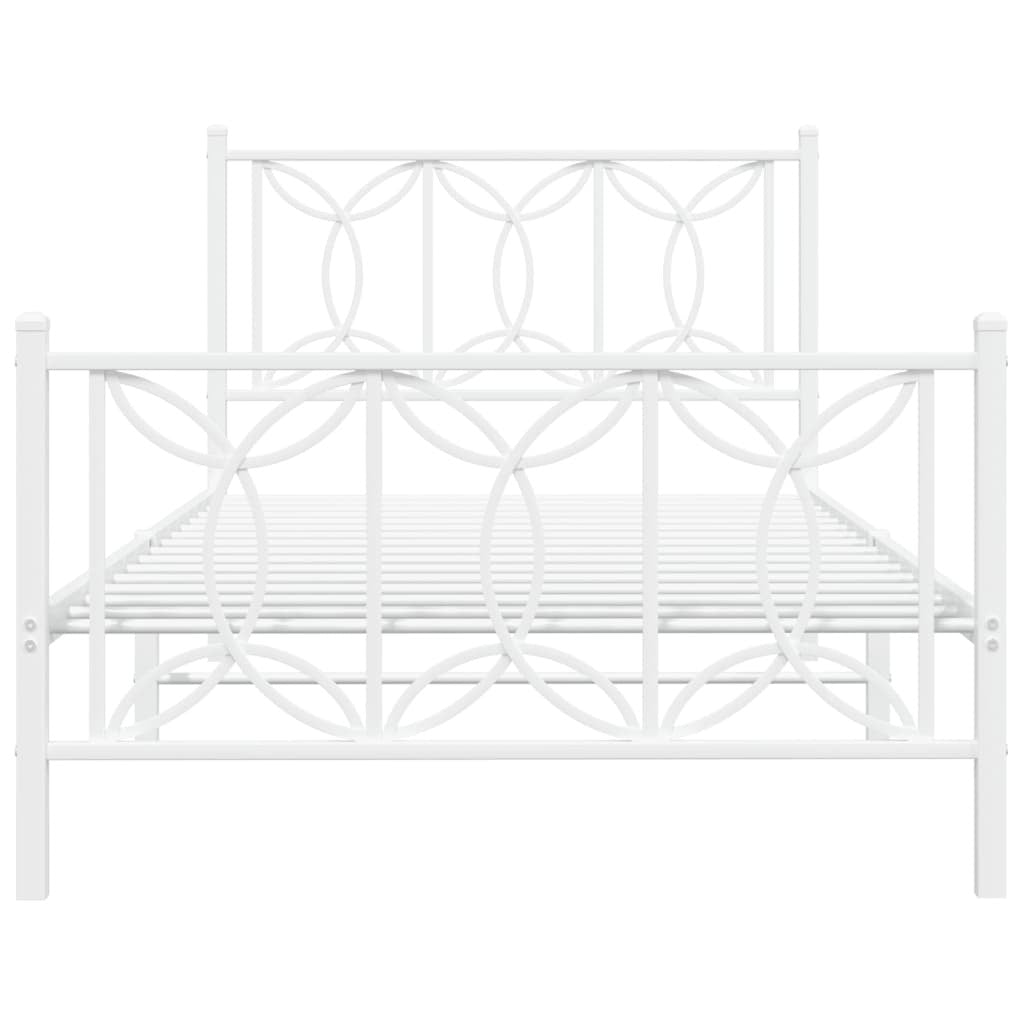 Metal Bed Frame without Mattress with Footboard White 39.4"x78.7