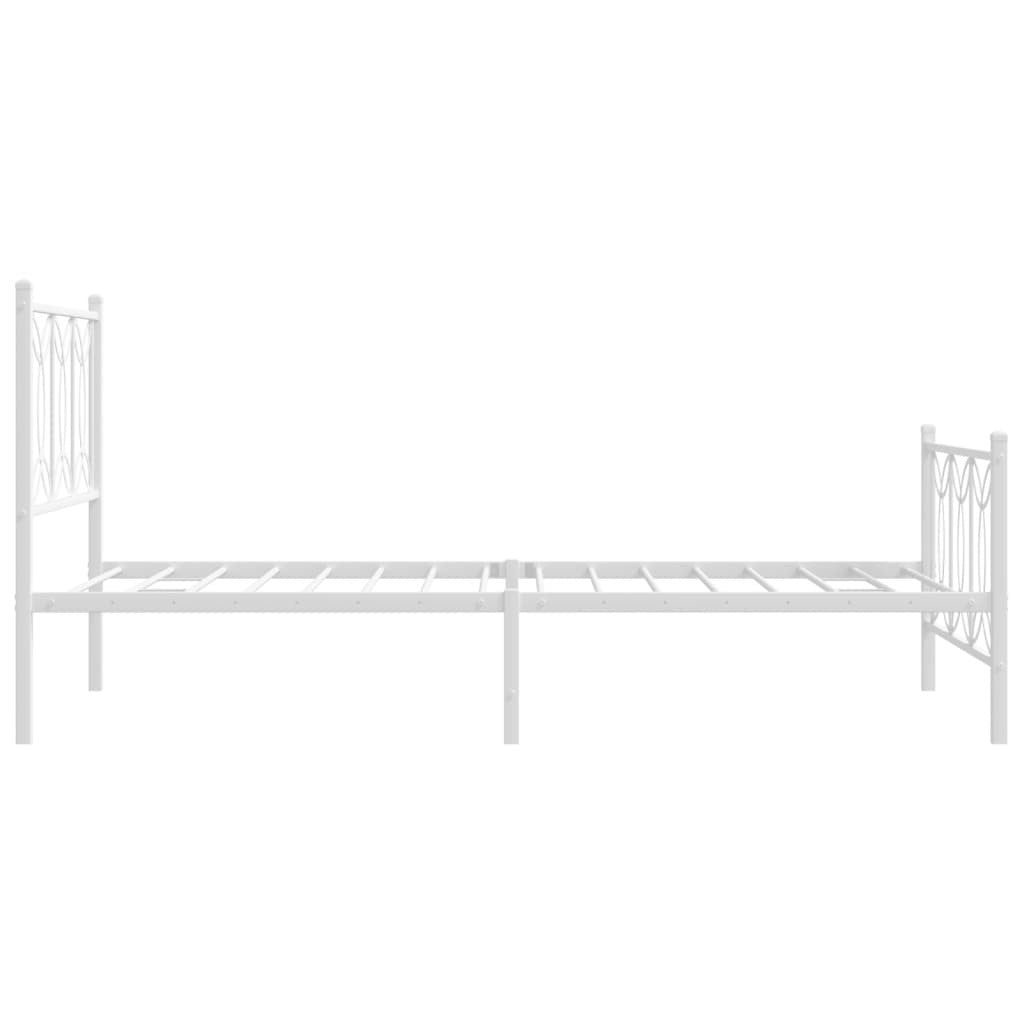 Metal Bed Frame without Mattress with Footboard White 39.4"x78.7