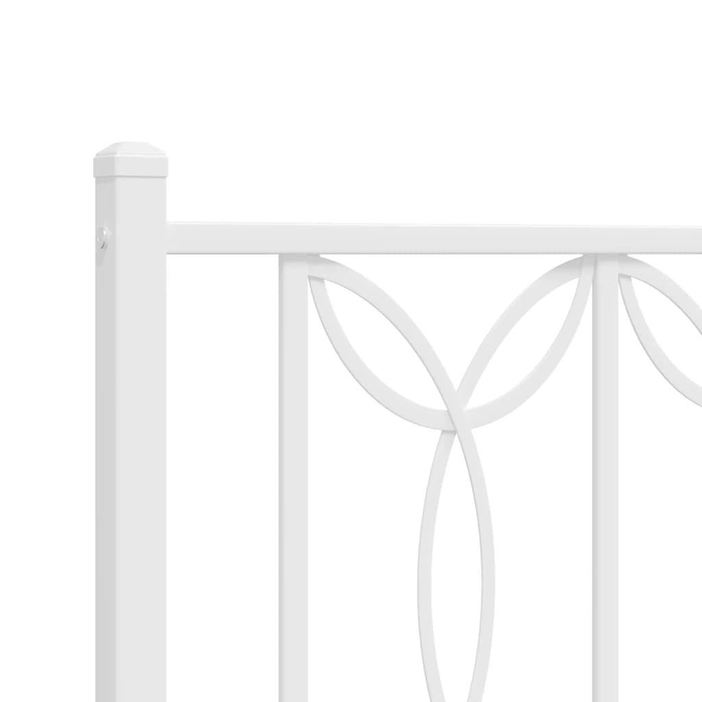 Metal Bed Frame without Mattress with Footboard White 39.4"x78.7
