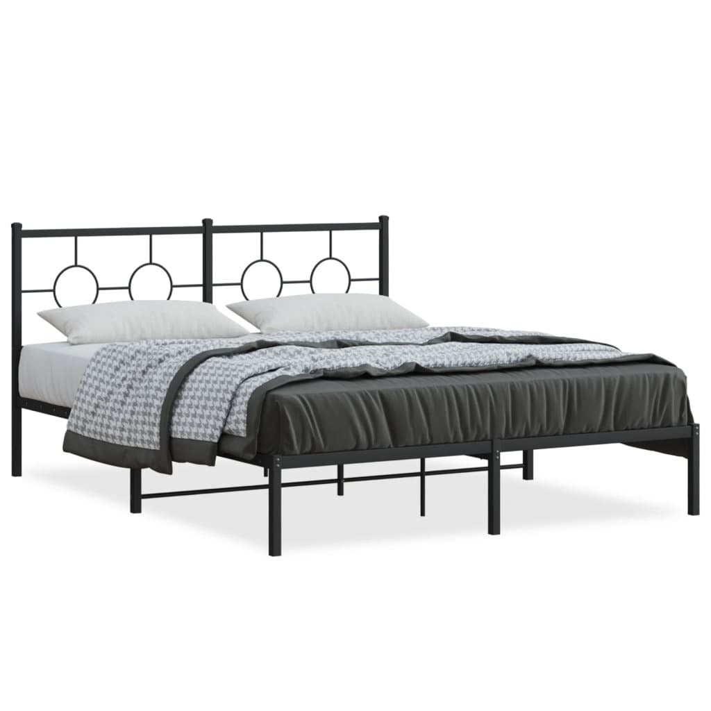 Metal Bed Frame without Mattress with Headboard Black 59.1"x78.7