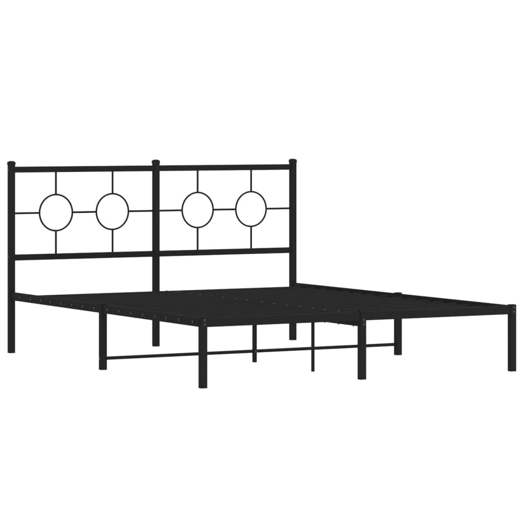 Metal Bed Frame without Mattress with Headboard Black 59.1"x78.7