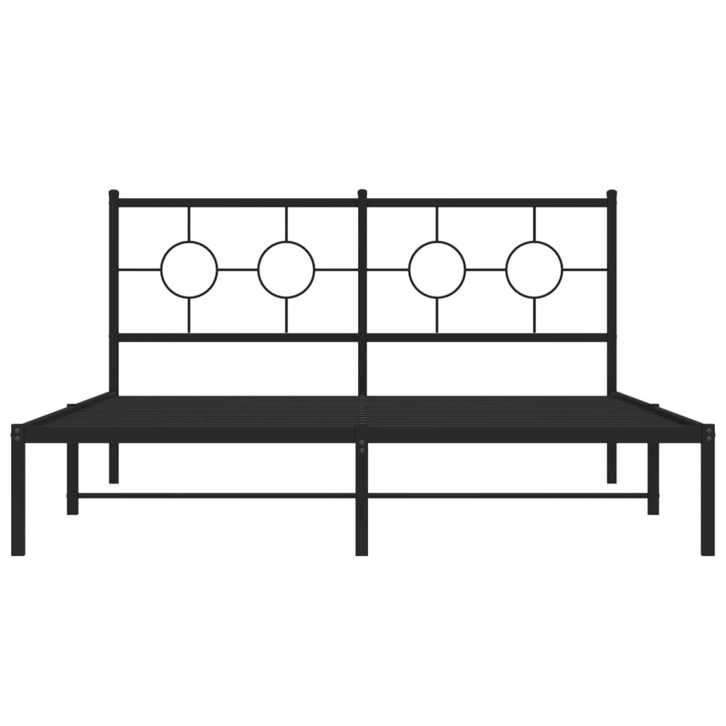 Metal Bed Frame without Mattress with Headboard Black 59.1"x78.7