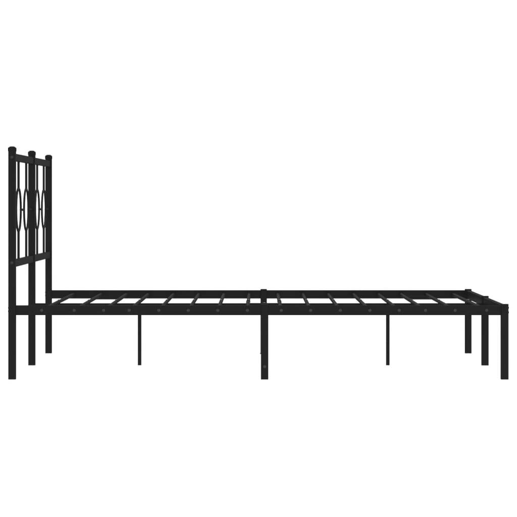 Metal Bed Frame without Mattress with Headboard Black 59.1"x78.7