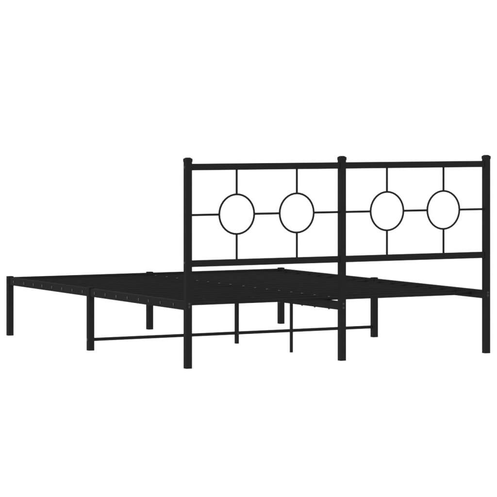 Metal Bed Frame without Mattress with Headboard Black 59.1"x78.7