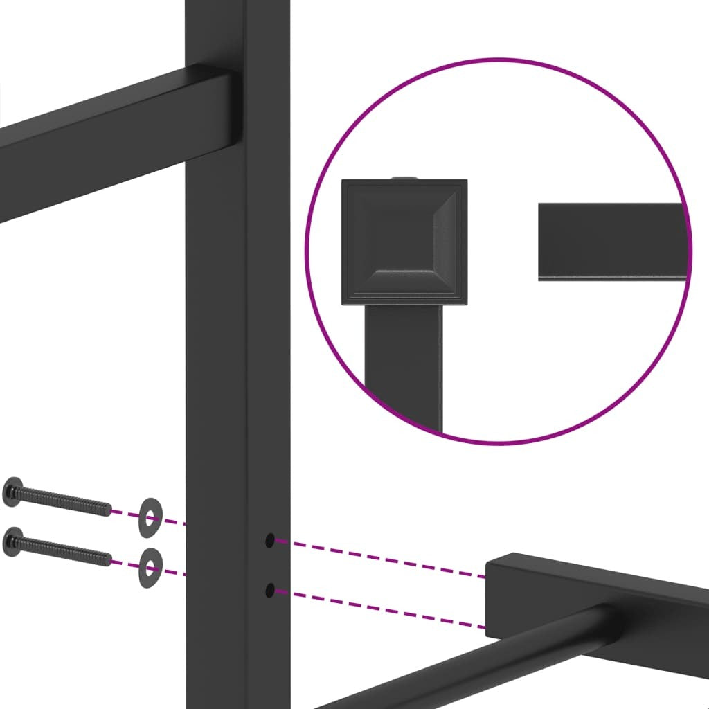Metal Bed Frame without Mattress with Headboard Black 59.1"x78.7
