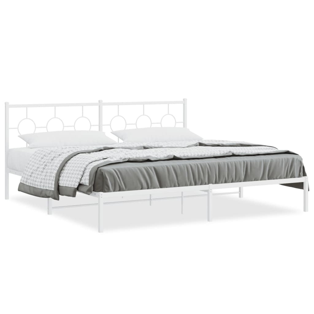 Metal Bed Frame without Mattress with Headboard White 76"x79.9