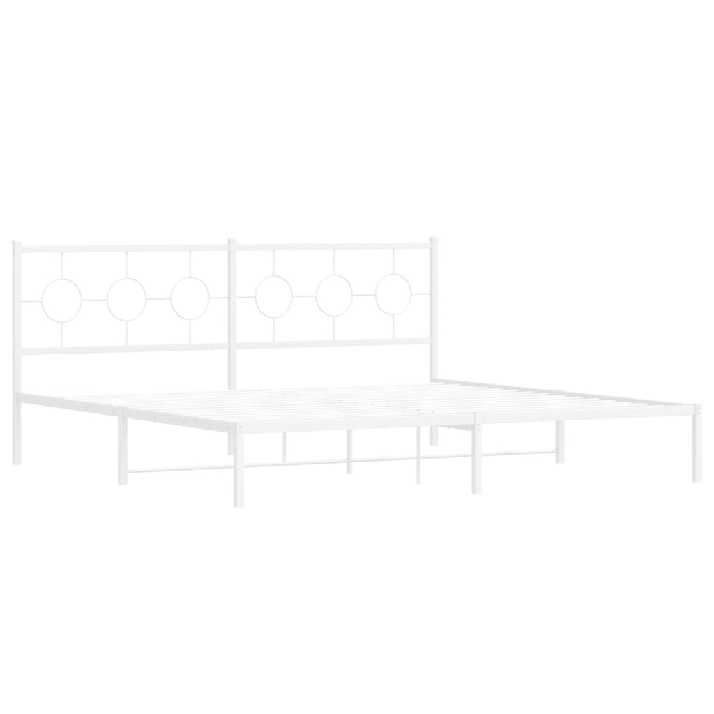 Metal Bed Frame without Mattress with Headboard White 76"x79.9