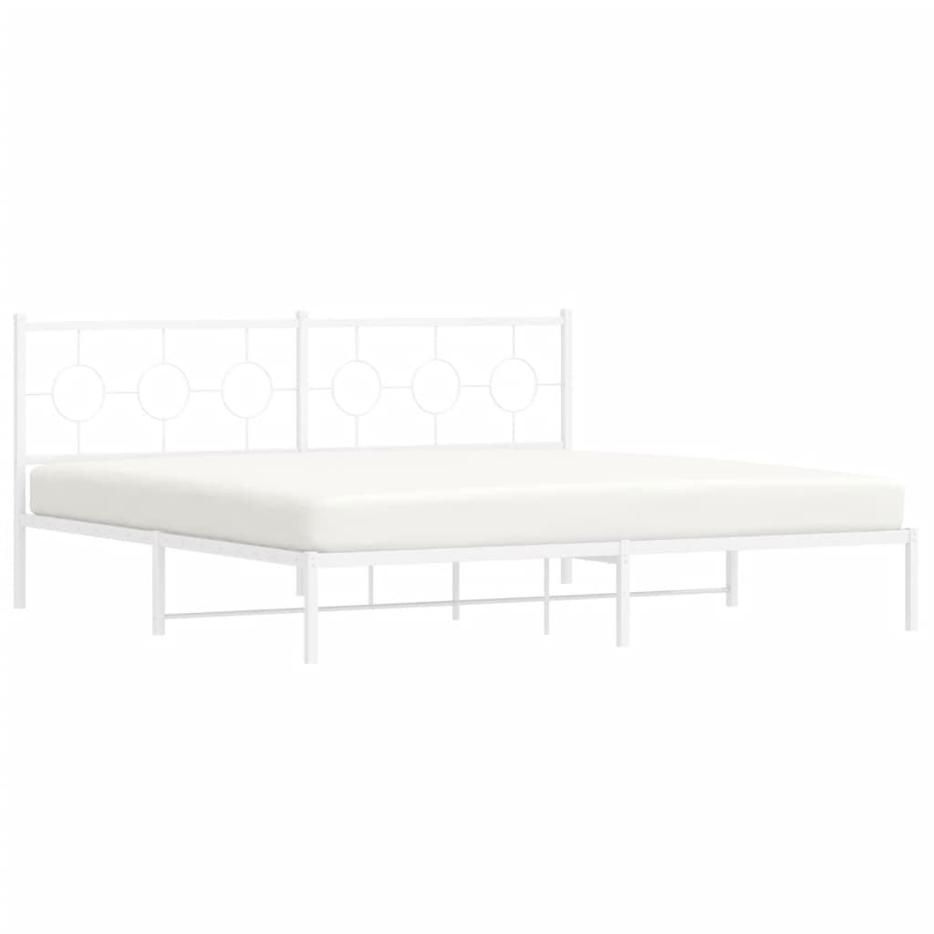 Metal Bed Frame without Mattress with Headboard White 76"x79.9