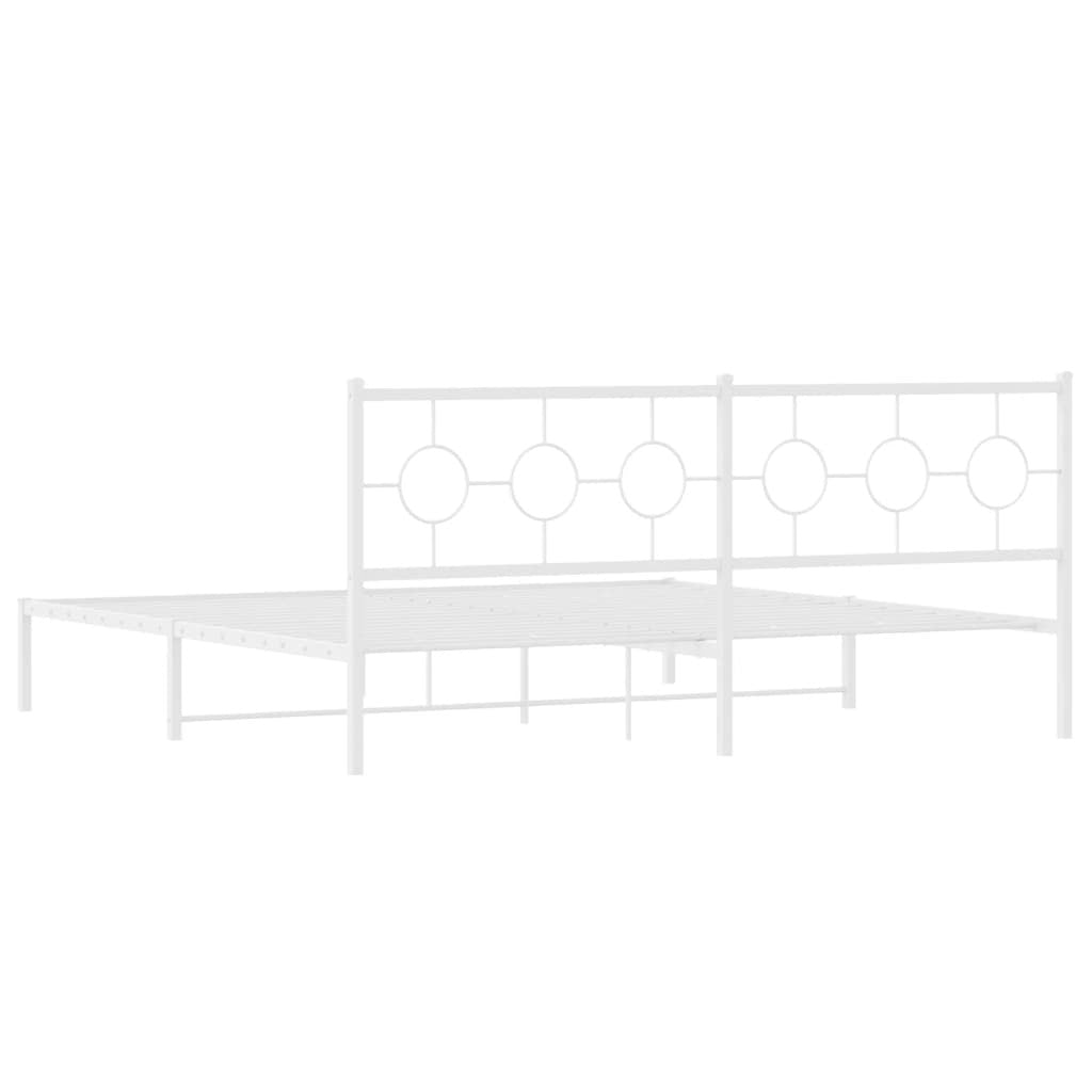 Metal Bed Frame without Mattress with Headboard White 76"x79.9