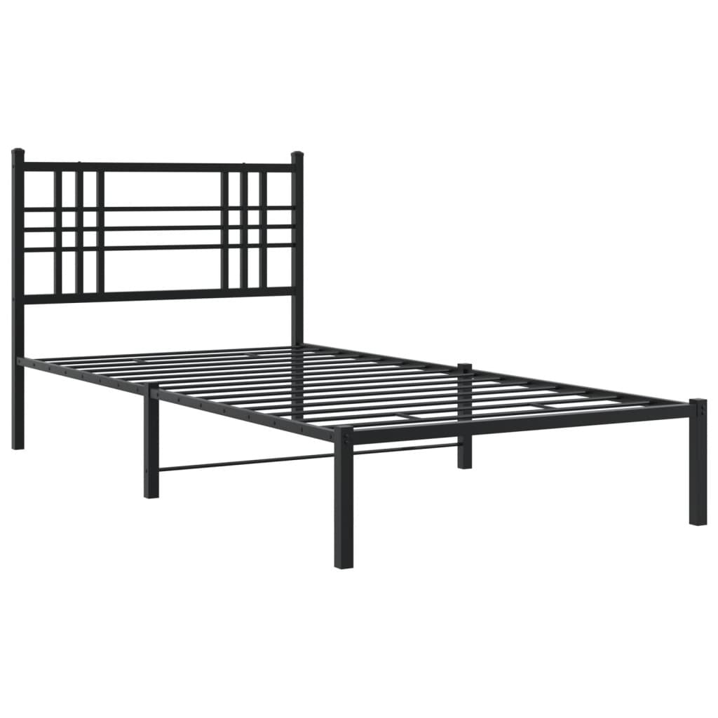 Metal Bed Frame without Mattress with Headboard Black 39.4"x78.7