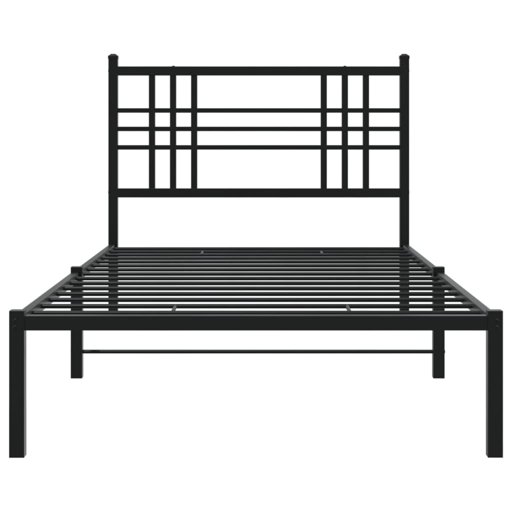 Metal Bed Frame without Mattress with Headboard Black 39.4"x78.7