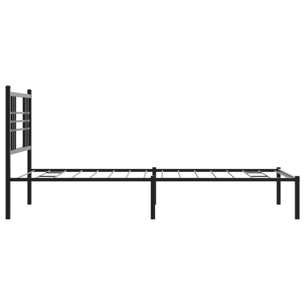Metal Bed Frame without Mattress with Headboard Black 39.4"x78.7