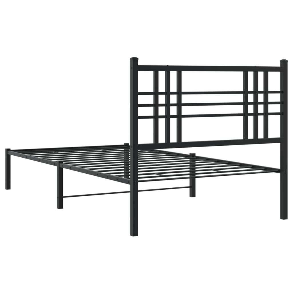 Metal Bed Frame without Mattress with Headboard Black 39.4"x78.7