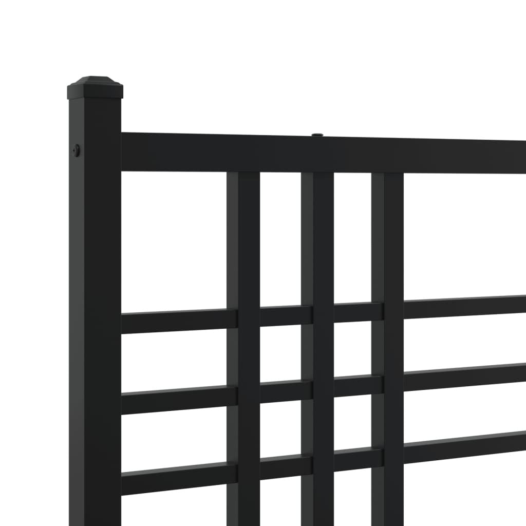 Metal Bed Frame without Mattress with Headboard Black 39.4"x78.7