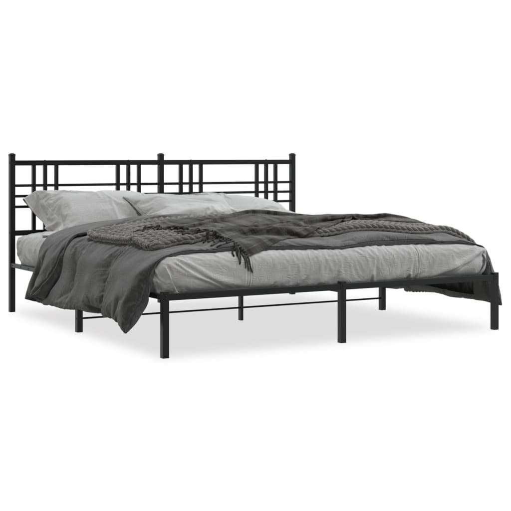 Metal Bed Frame without Mattress with Headboard Black 76"x79.9