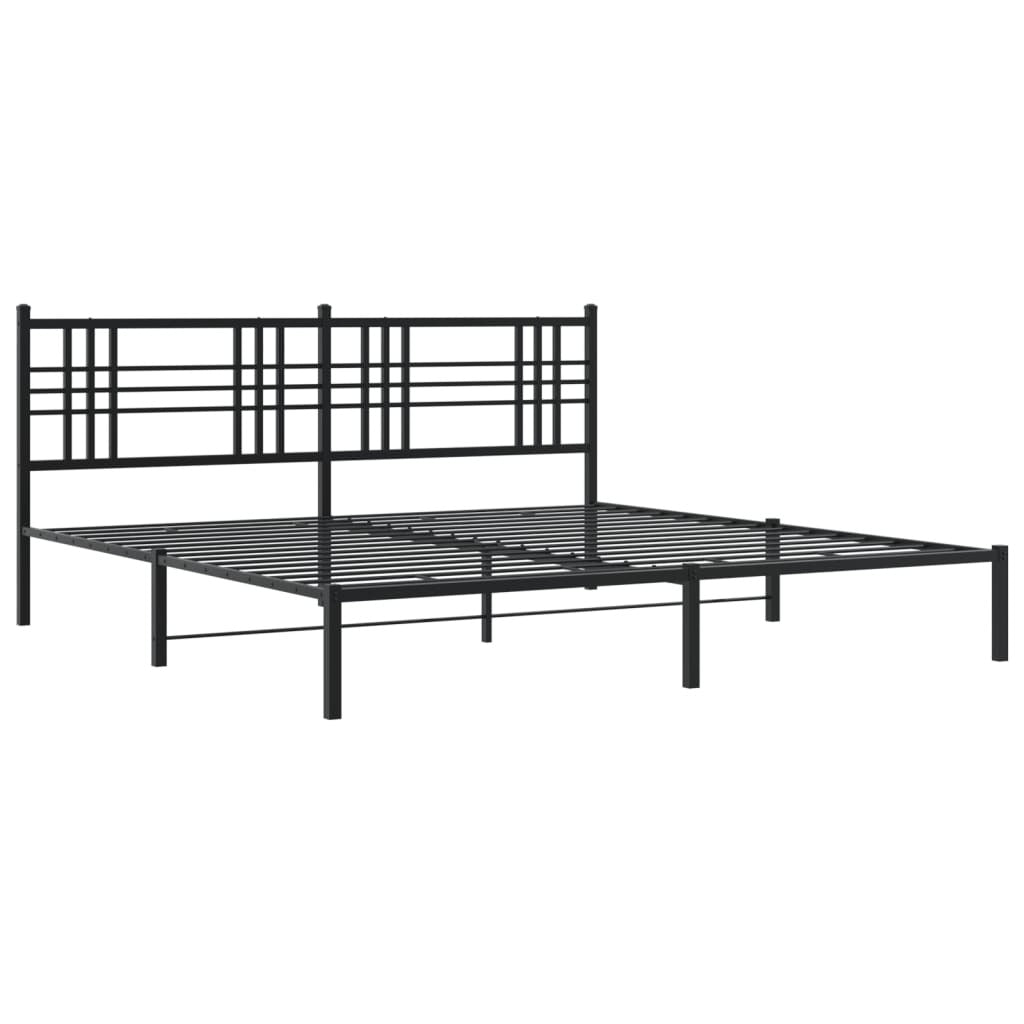 Metal Bed Frame without Mattress with Headboard Black 76"x79.9