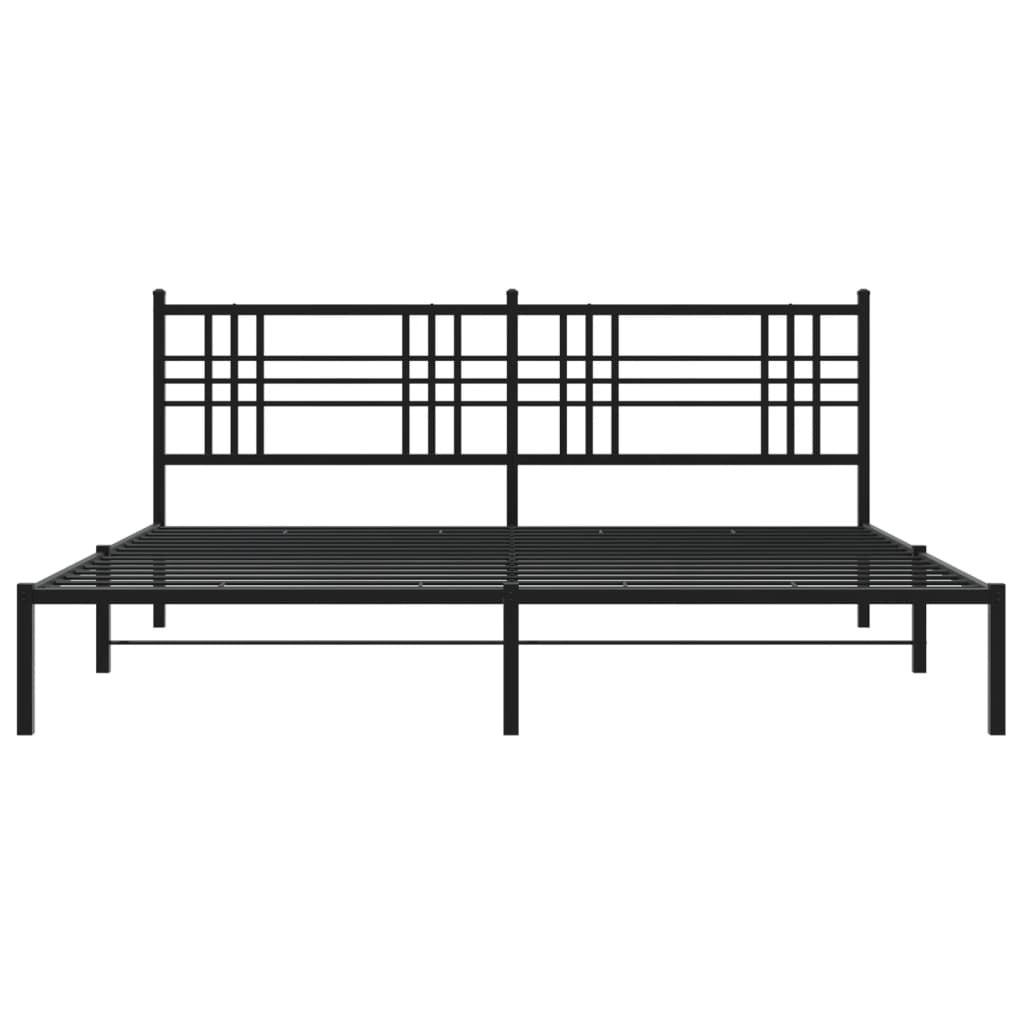 Metal Bed Frame without Mattress with Headboard Black 76"x79.9