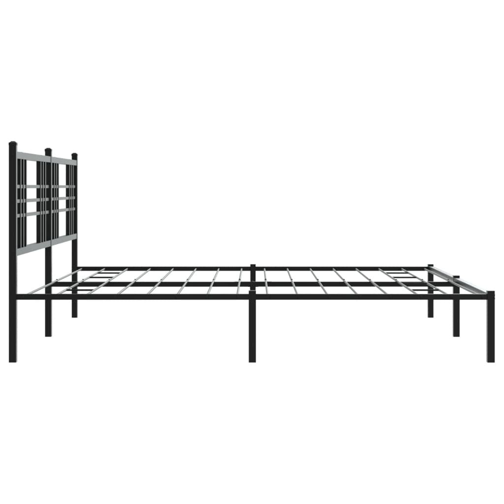 Metal Bed Frame without Mattress with Headboard Black 76"x79.9