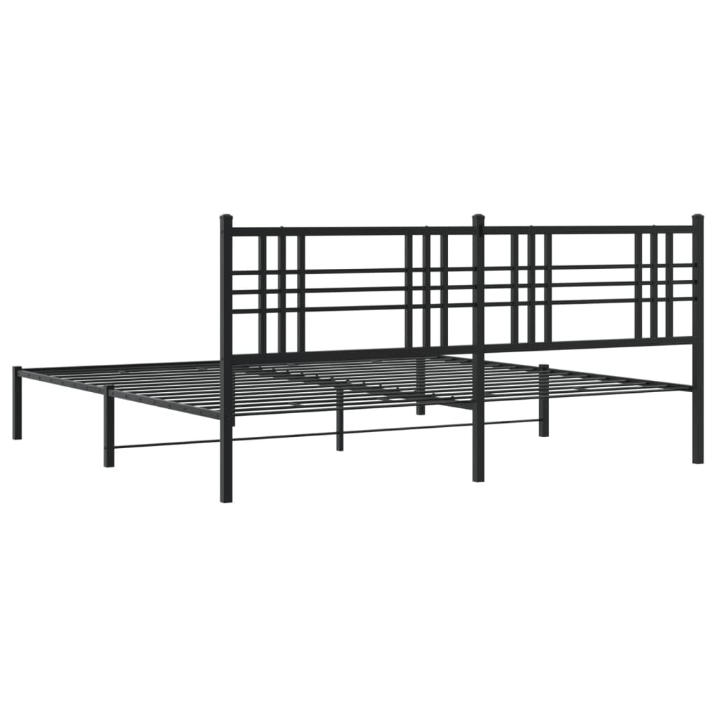 Metal Bed Frame without Mattress with Headboard Black 76"x79.9