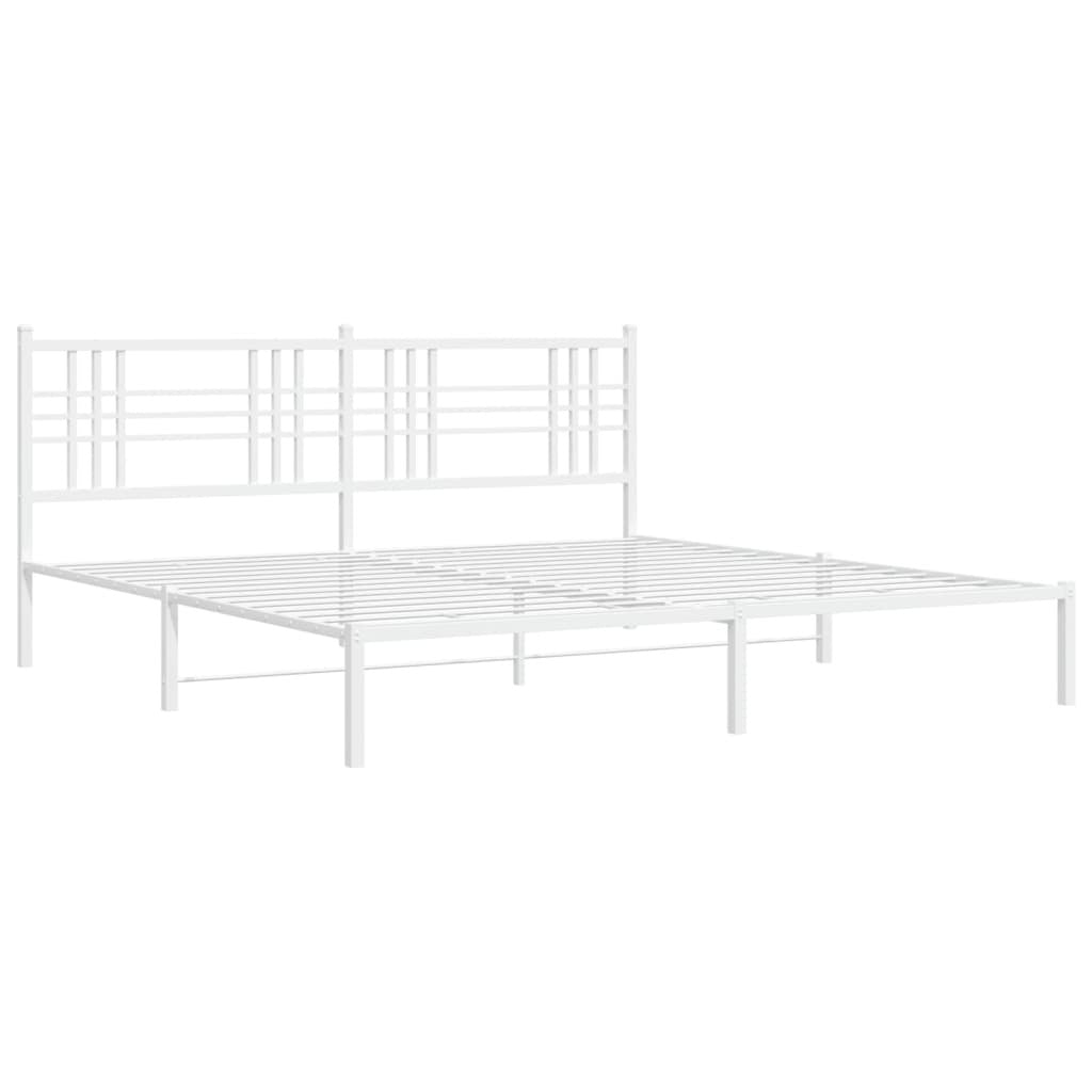 Metal Bed Frame without Mattress with Headboard White 76"x79.9