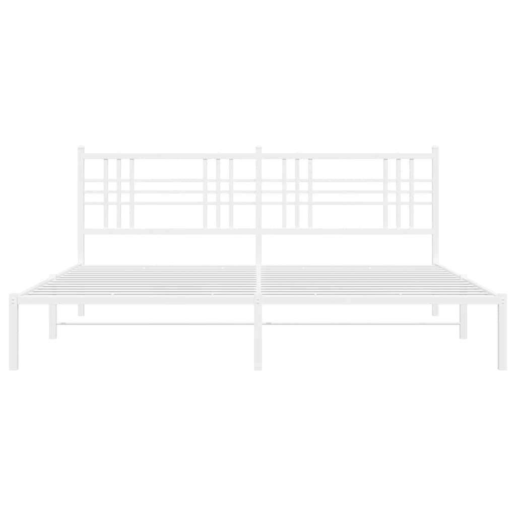 Metal Bed Frame without Mattress with Headboard White 76"x79.9