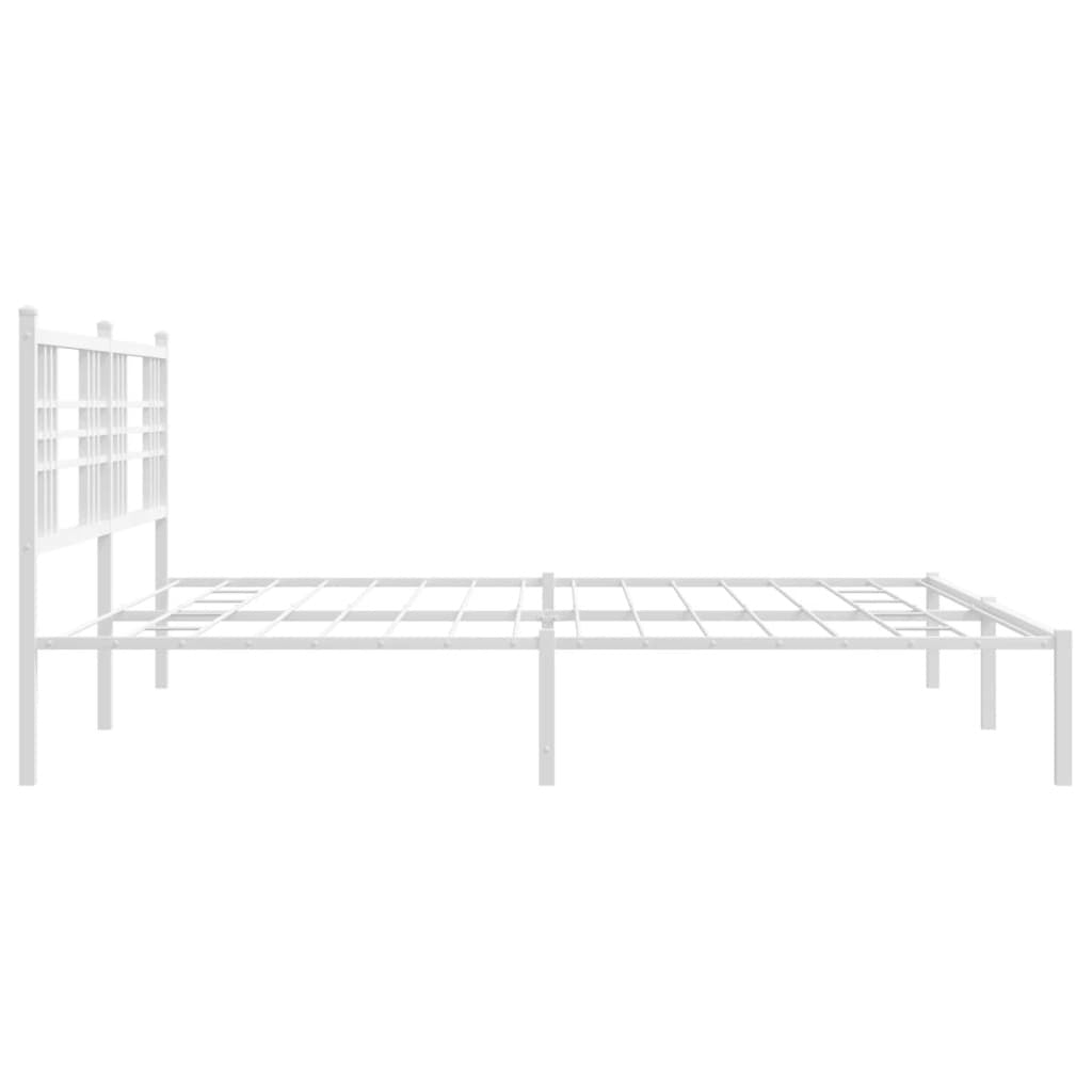 Metal Bed Frame without Mattress with Headboard White 76"x79.9