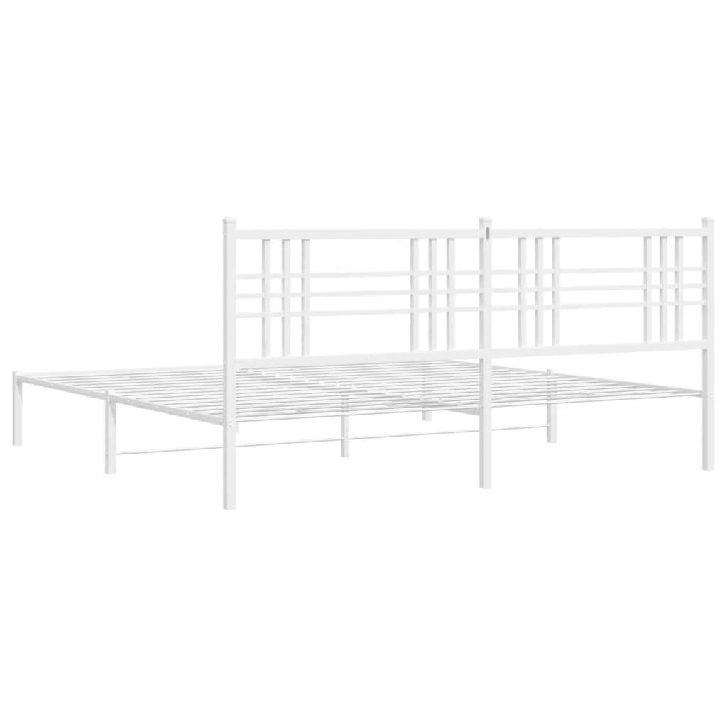 Metal Bed Frame without Mattress with Headboard White 76"x79.9