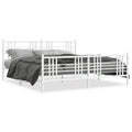 Metal Bed Frame without Mattress with Footboard White 76"x79.9