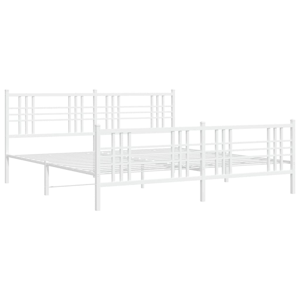 Metal Bed Frame without Mattress with Footboard White 76"x79.9