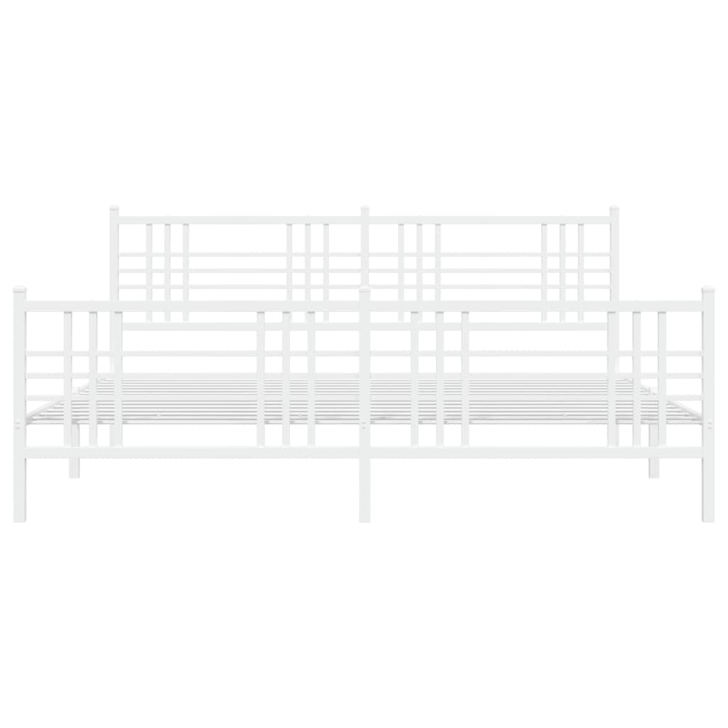 Metal Bed Frame without Mattress with Footboard White 76"x79.9