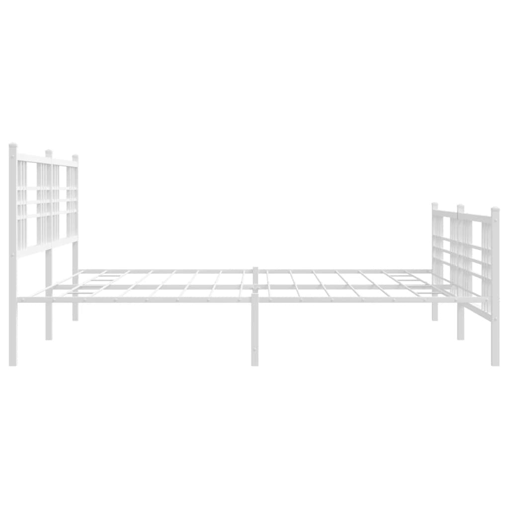 Metal Bed Frame without Mattress with Footboard White 76"x79.9