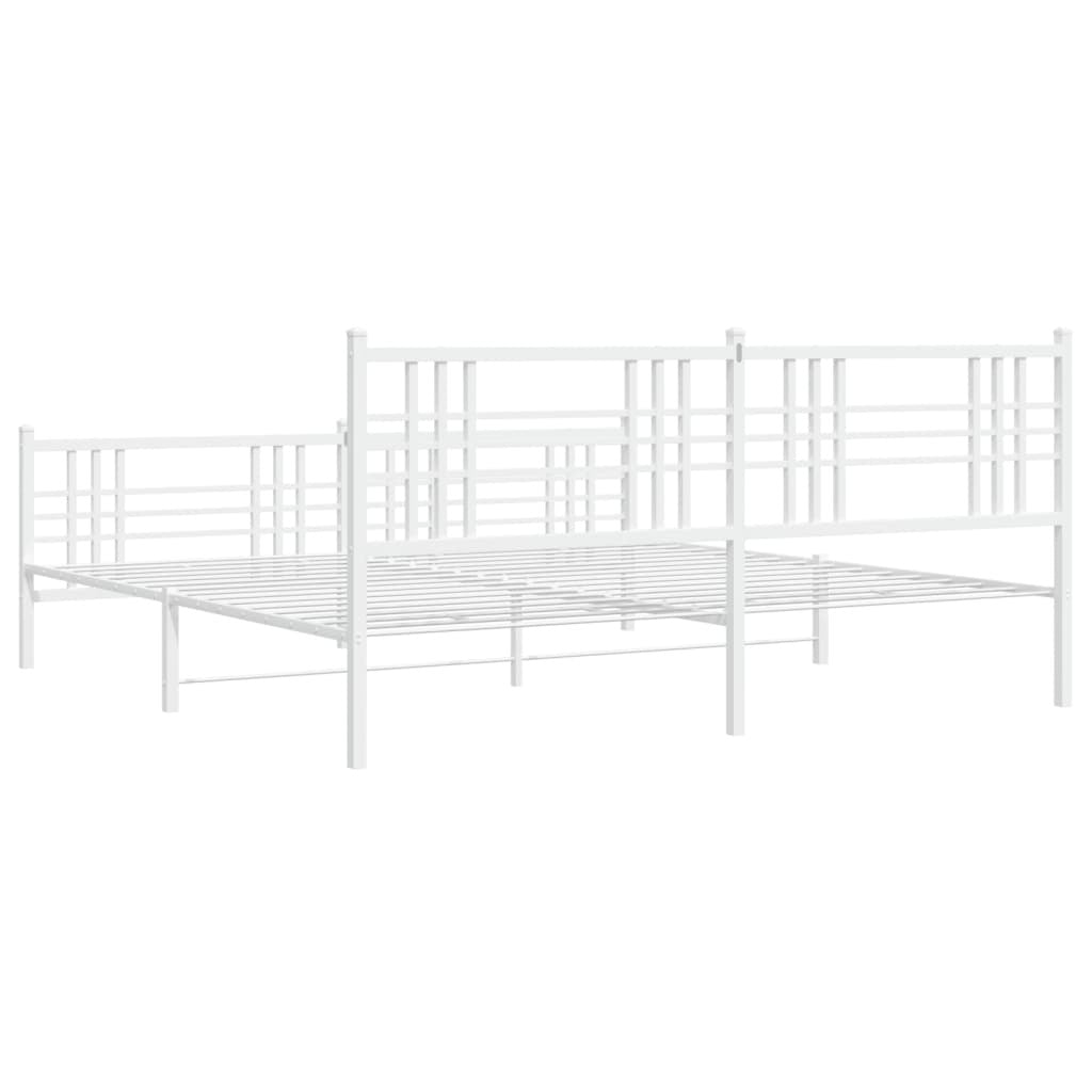 Metal Bed Frame without Mattress with Footboard White 76"x79.9