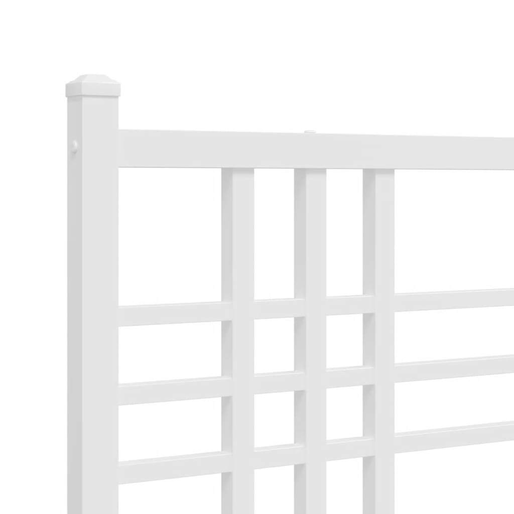 Metal Bed Frame without Mattress with Footboard White 76"x79.9