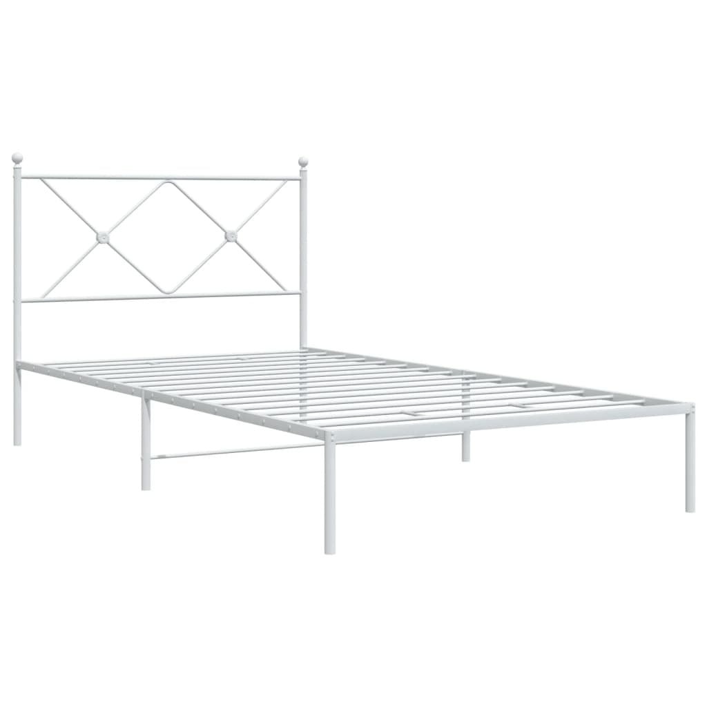 Metal Bed Frame without Mattress with Headboard White 39.4"x78.7