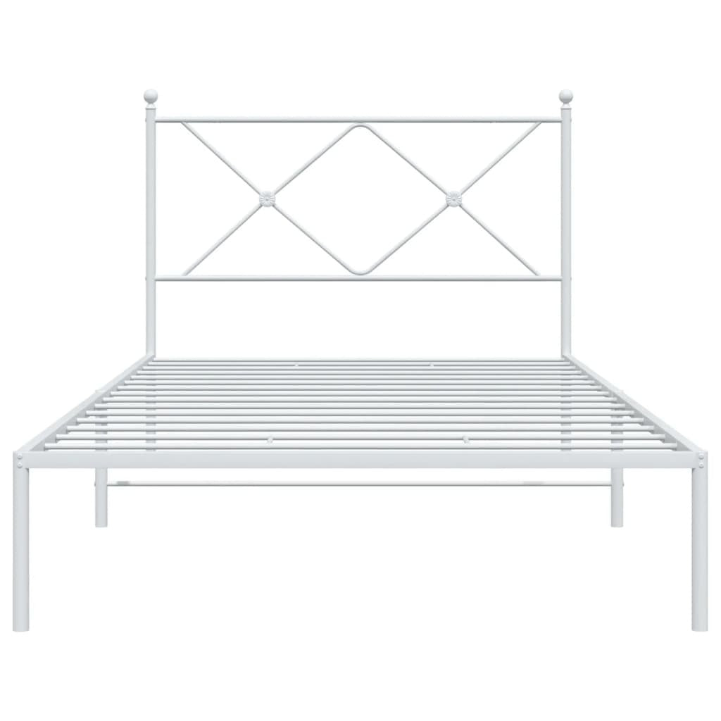 Metal Bed Frame without Mattress with Headboard White 39.4"x78.7