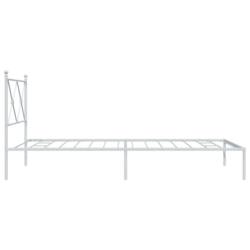 Metal Bed Frame without Mattress with Headboard White 39.4"x78.7