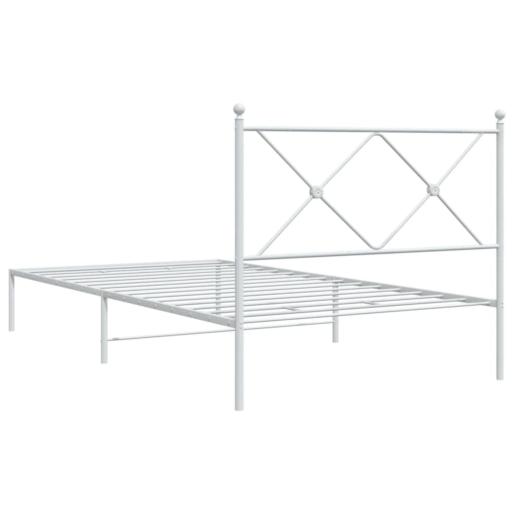 Metal Bed Frame without Mattress with Headboard White 39.4"x78.7