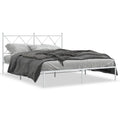 Metal Bed Frame without Mattress with Headboard White 59.1"x78.7