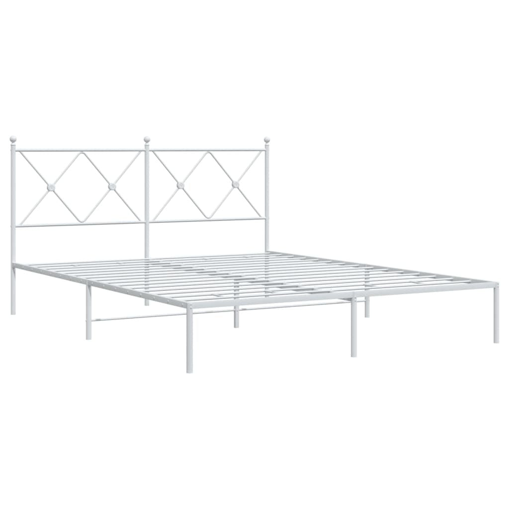 Metal Bed Frame without Mattress with Headboard White 59.1"x78.7