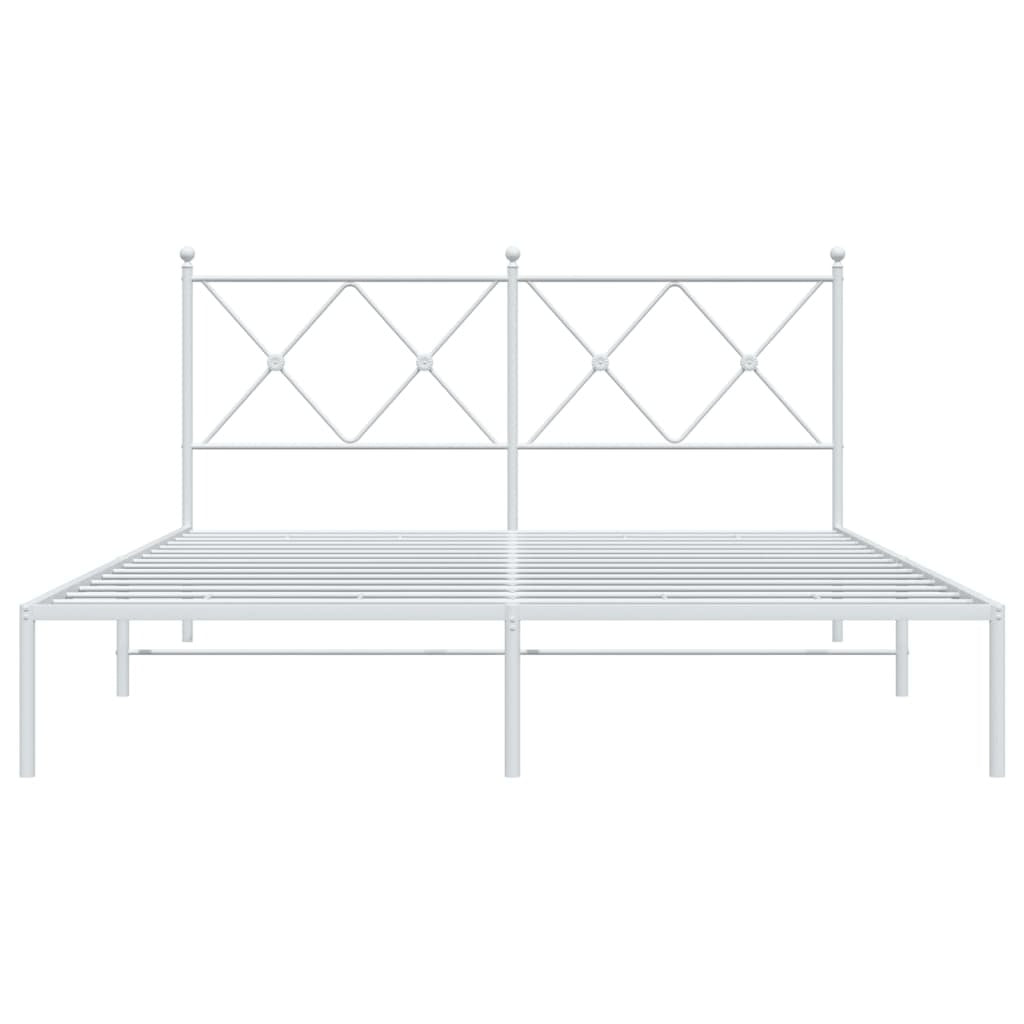 Metal Bed Frame without Mattress with Headboard White 59.1"x78.7