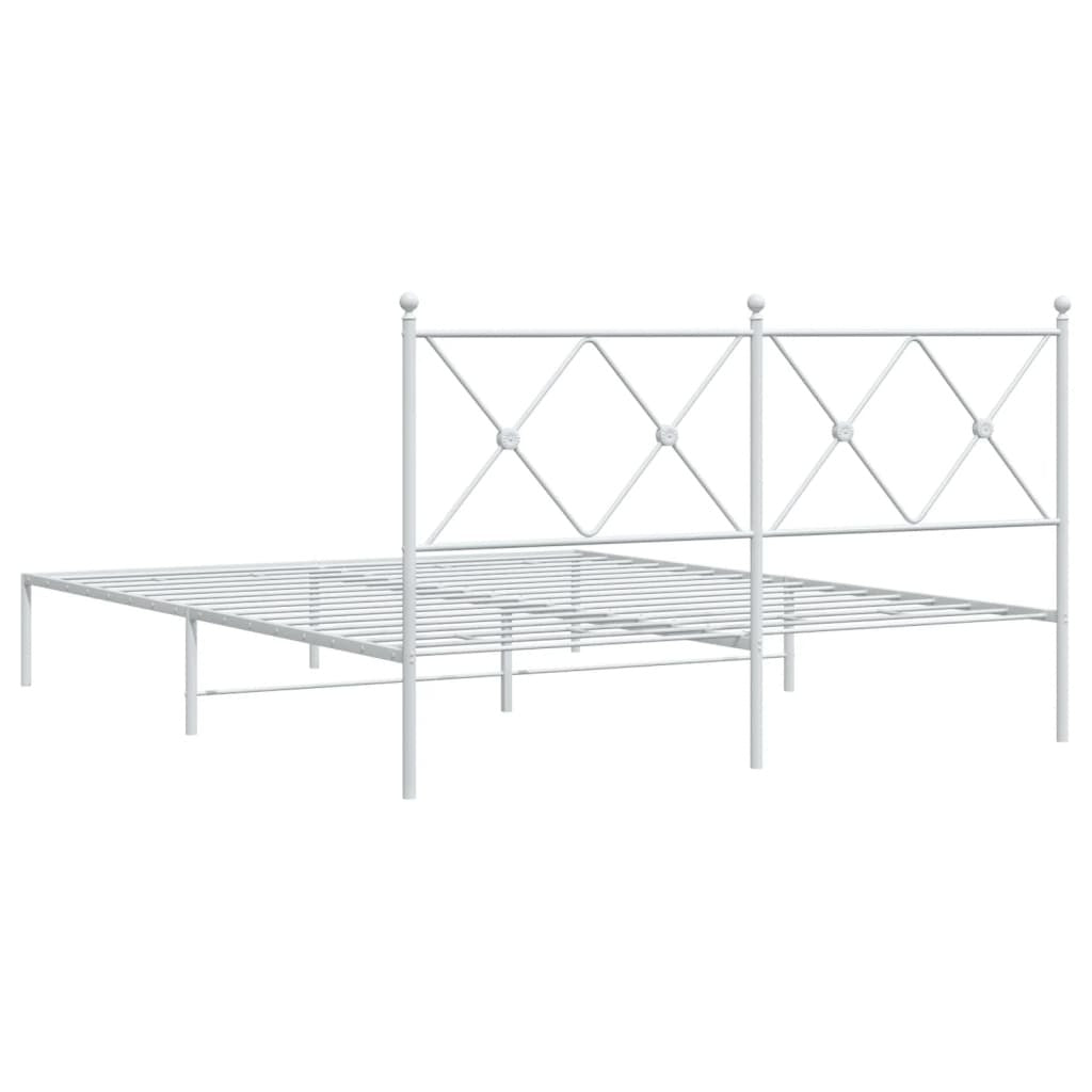 Metal Bed Frame without Mattress with Headboard White 59.1"x78.7