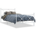 Metal Bed Frame without Mattress with Footboard White 39.4"x78.7