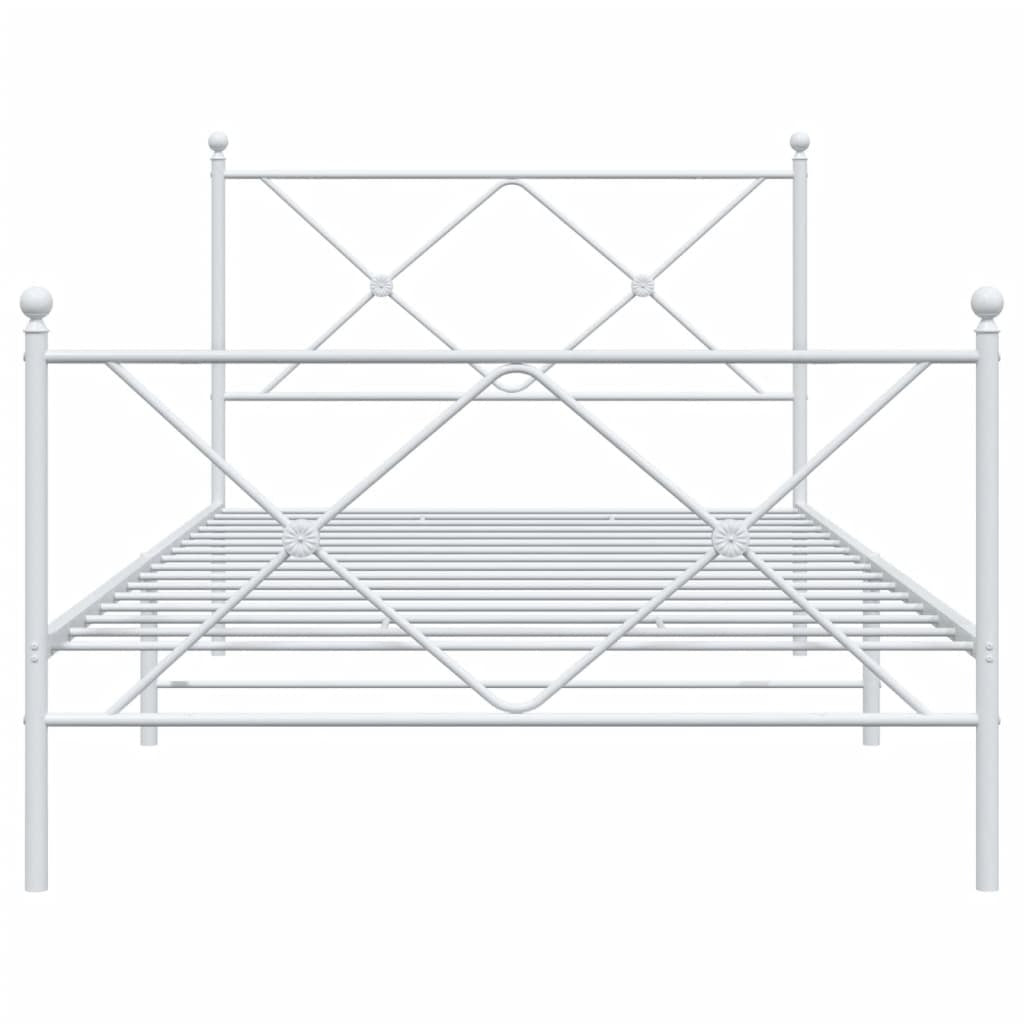 Metal Bed Frame without Mattress with Footboard White 39.4"x78.7
