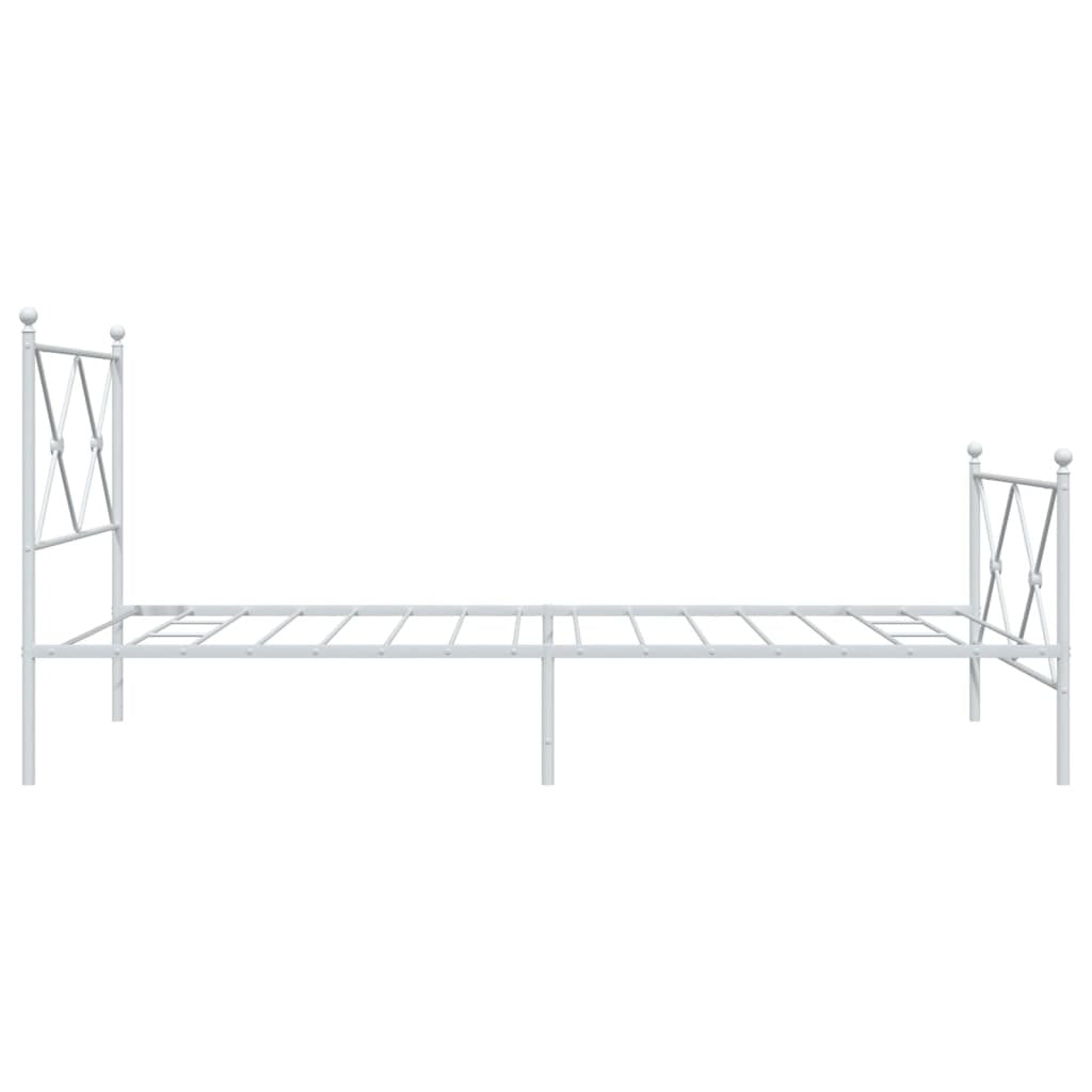 Metal Bed Frame without Mattress with Footboard White 39.4"x78.7