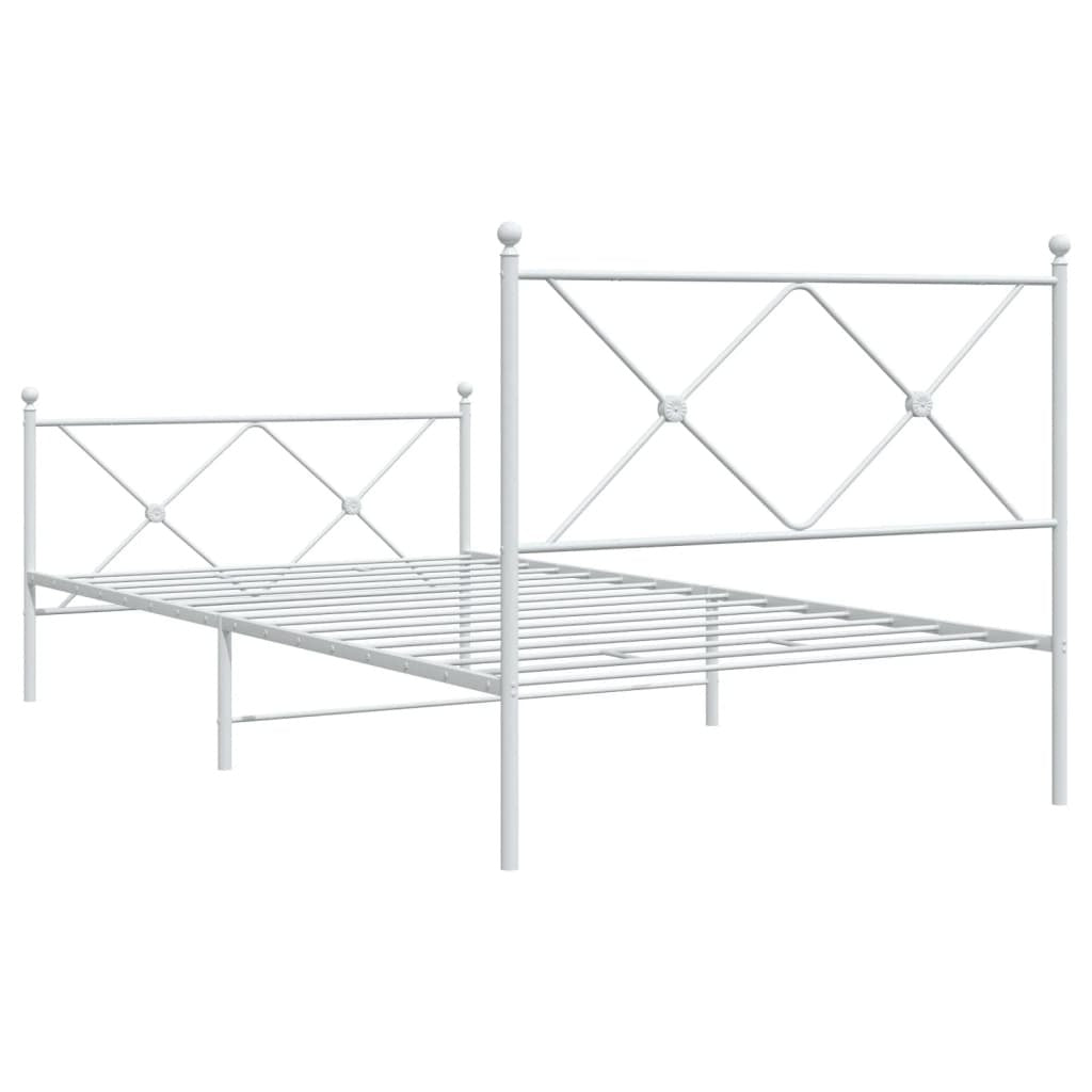 Metal Bed Frame without Mattress with Footboard White 39.4"x78.7