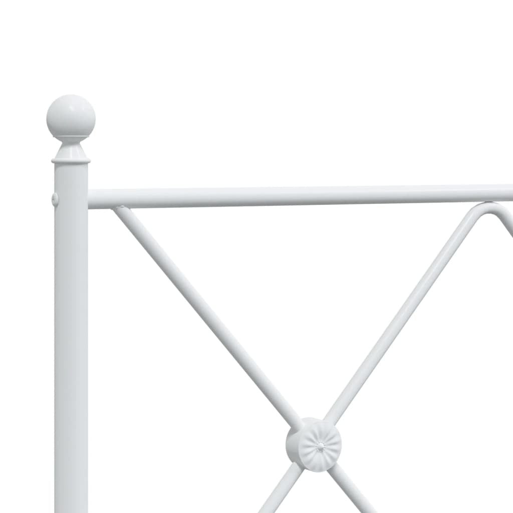 Metal Bed Frame without Mattress with Footboard White 39.4"x78.7