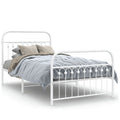 Metal Bed Frame without Mattress with Footboard White 39.4"x78.7