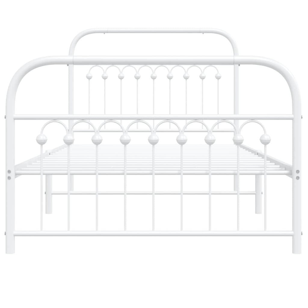 Metal Bed Frame without Mattress with Footboard White 39.4"x78.7