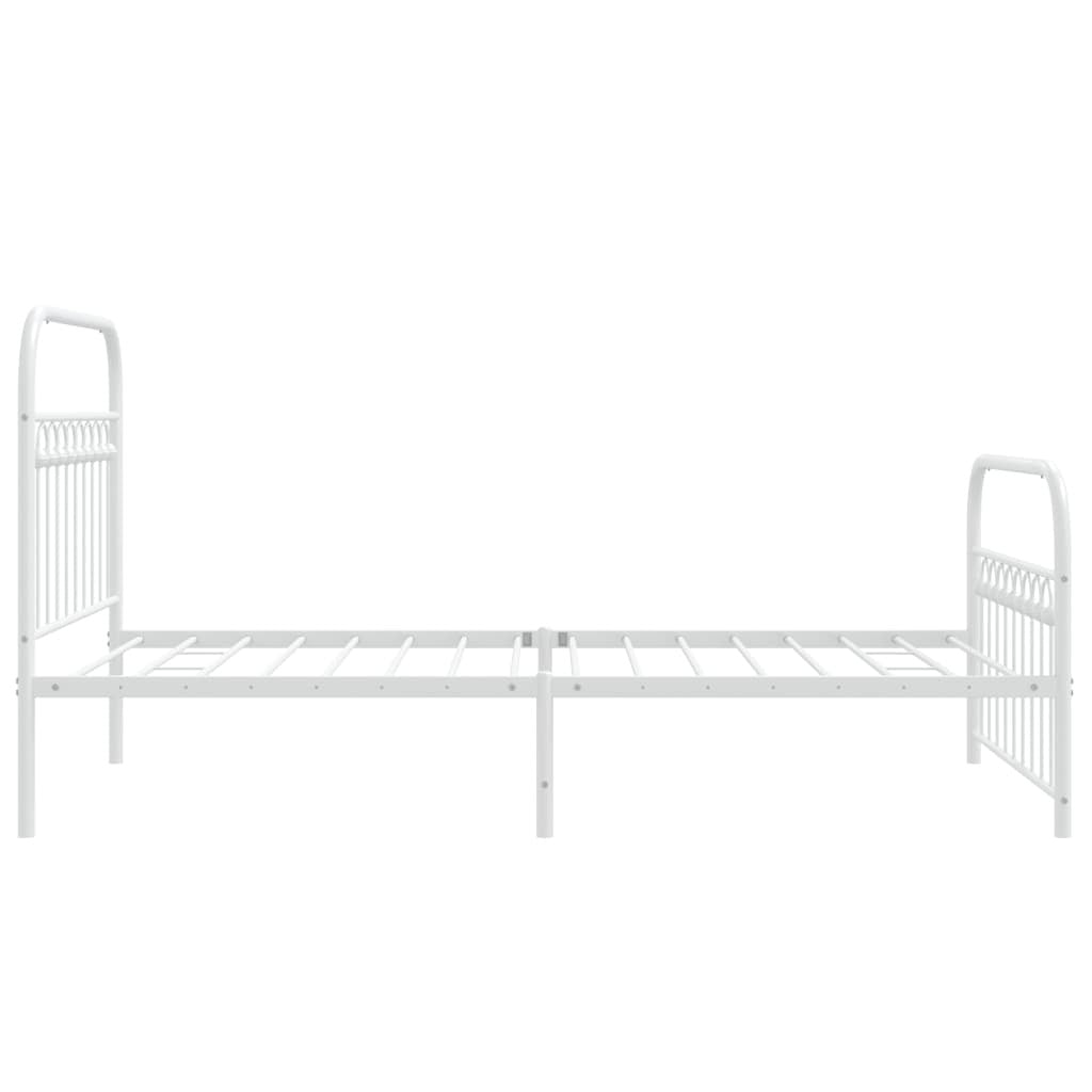 Metal Bed Frame without Mattress with Footboard White 39.4"x78.7