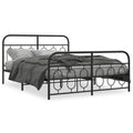 Metal Bed Frame without Mattress with Footboard Black 59.1"x78.7